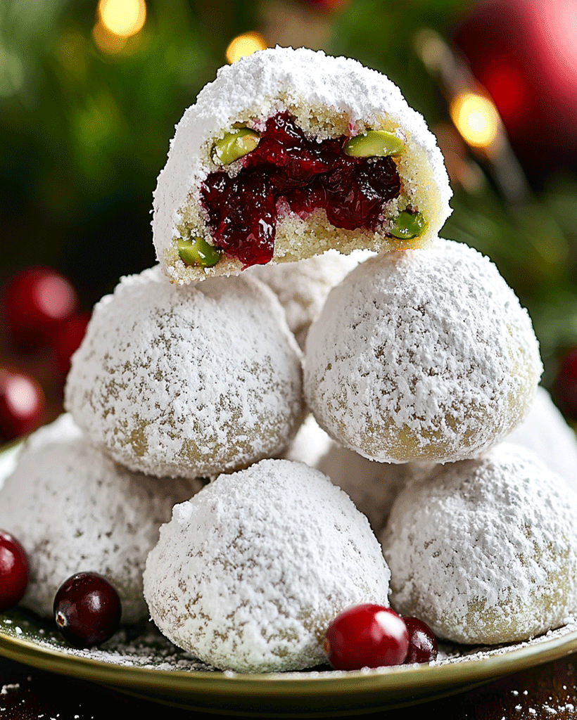 Cranberry Pistachio Snowball Cookies - Perfect Holiday Gifts