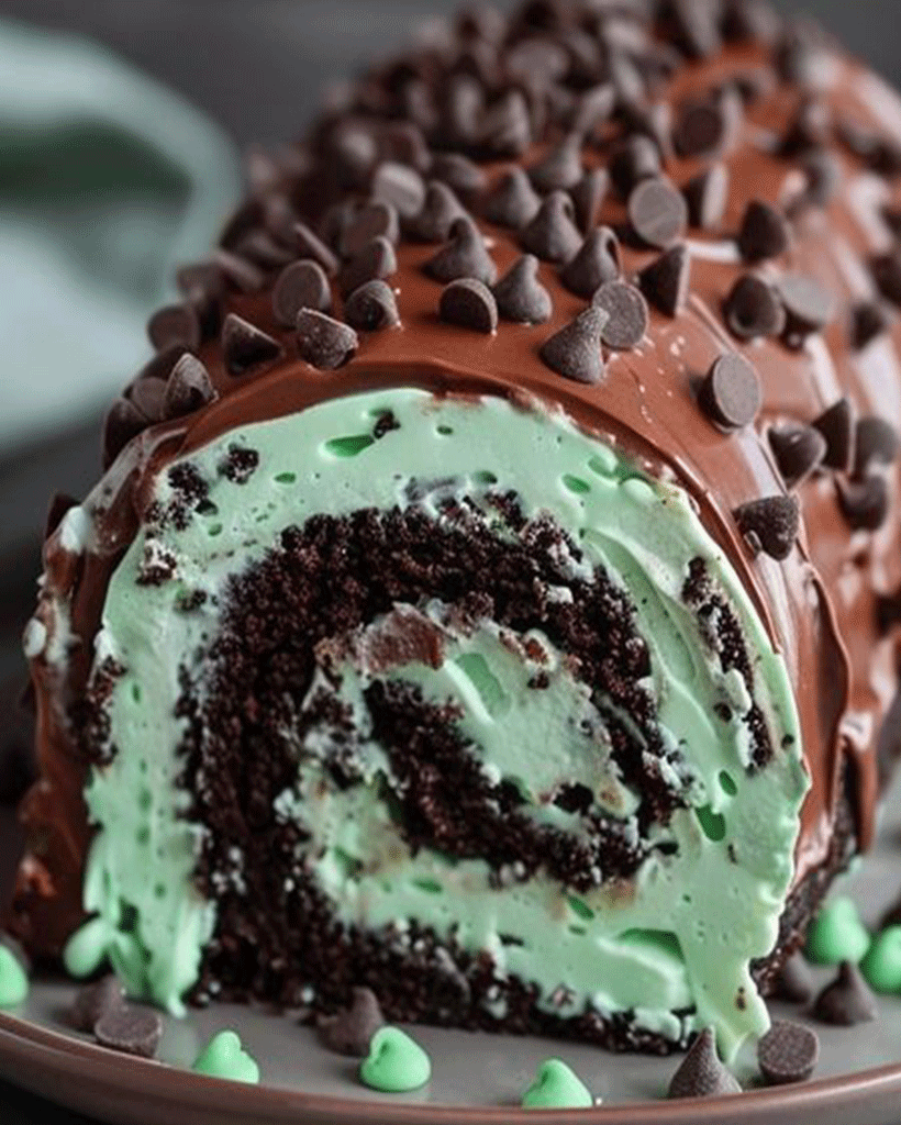 Mint Chocolate Chip Cake Roll - Perfect Dessert Idea