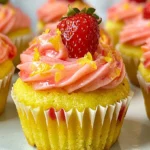 Strawberry Lemon Cupcakes with Fresh Buttercream Frosting