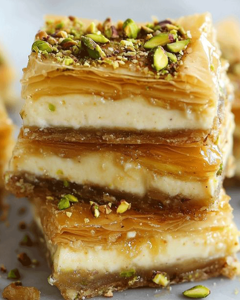 Pistachio Baklava Cheesecake Bars – A Luxurious Treat