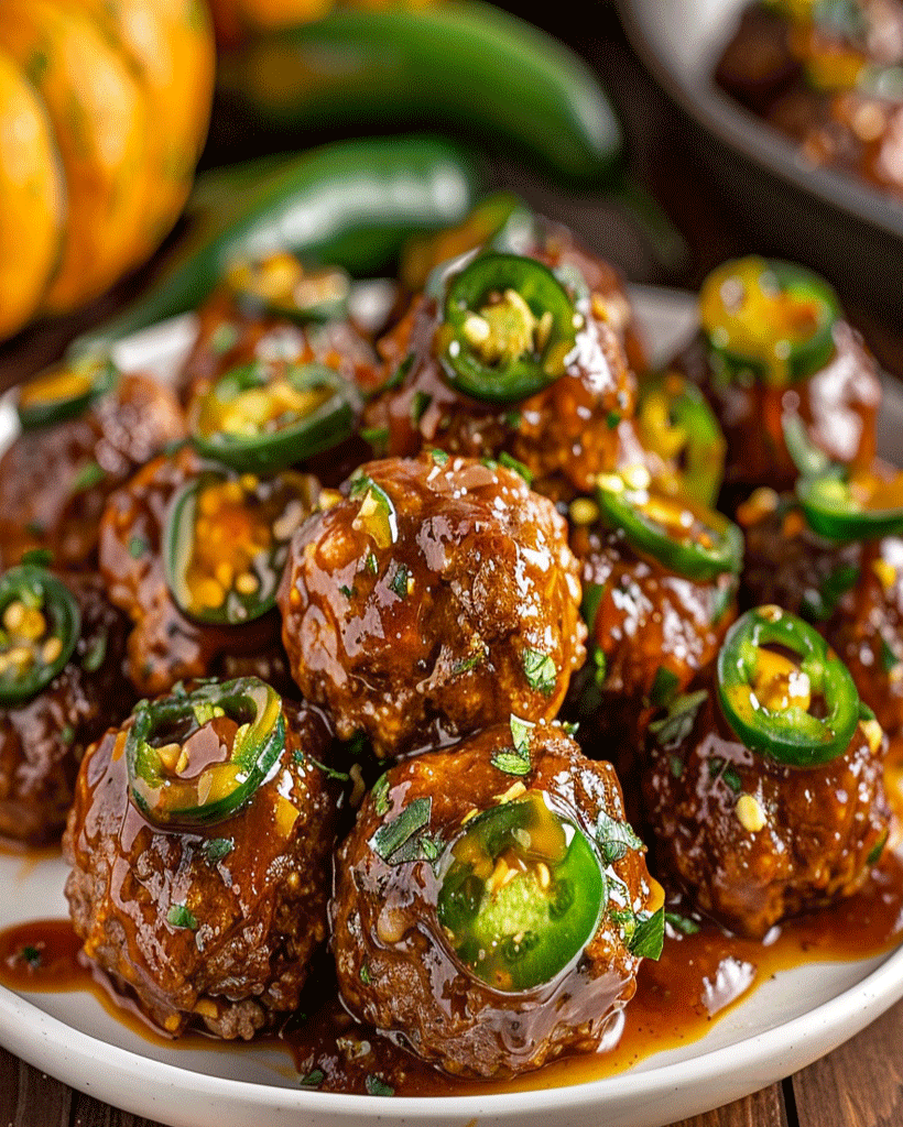 Pumpkin BBQ Jalapeño Meatballs