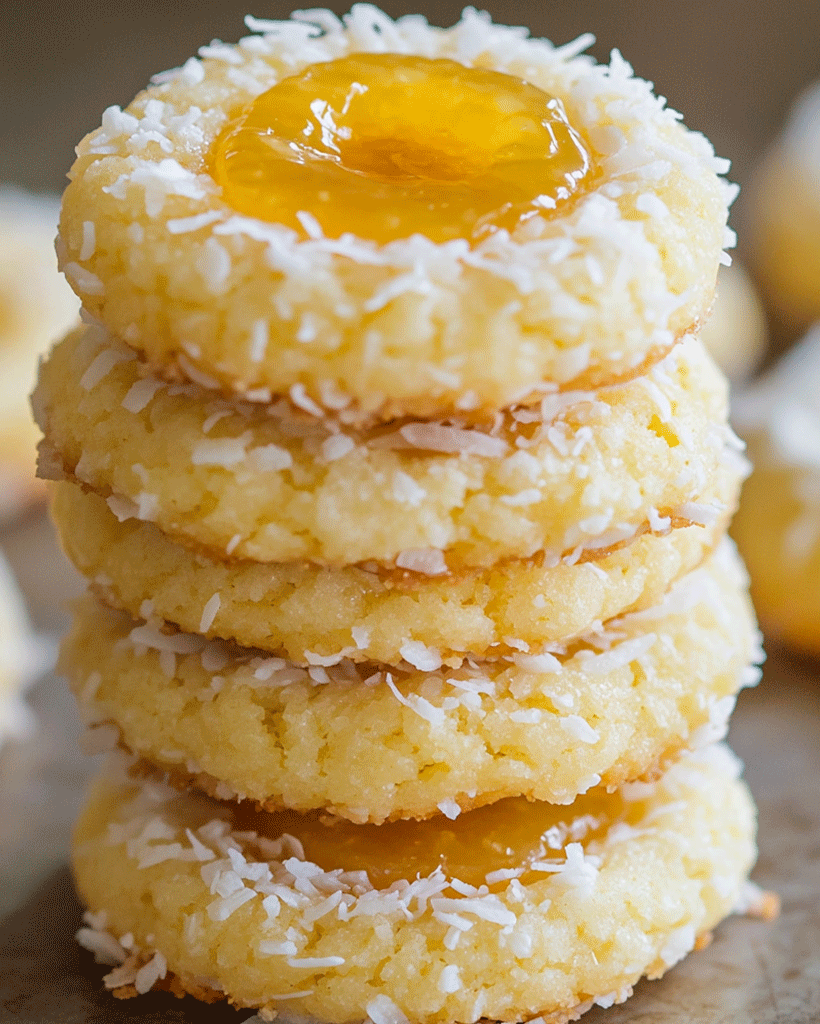 Coconut Thumbprint Cookies with Pineapple Filling