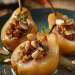 Stuffed Pears with Almond & Ginger Filling Recipe - Easy Dessert