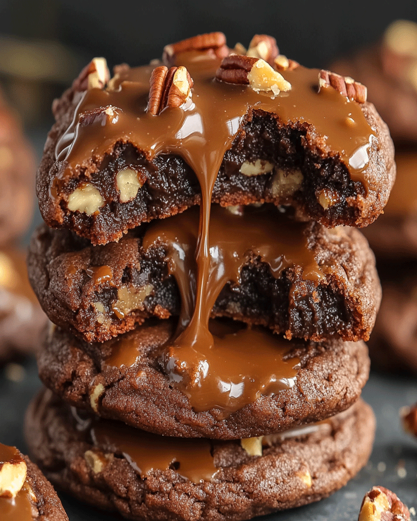 Turtle Caramel Pecan Brownie Cookies