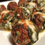 Mozzarella-Stuffed Spinach Garlic Meatballs Recipe