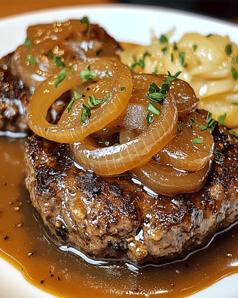 Hamburger Steak with Onion Gravy – Easy Dinner Recipe