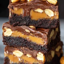 Chocolate Caramel Peanut Brownies - Easy Dessert Recipe