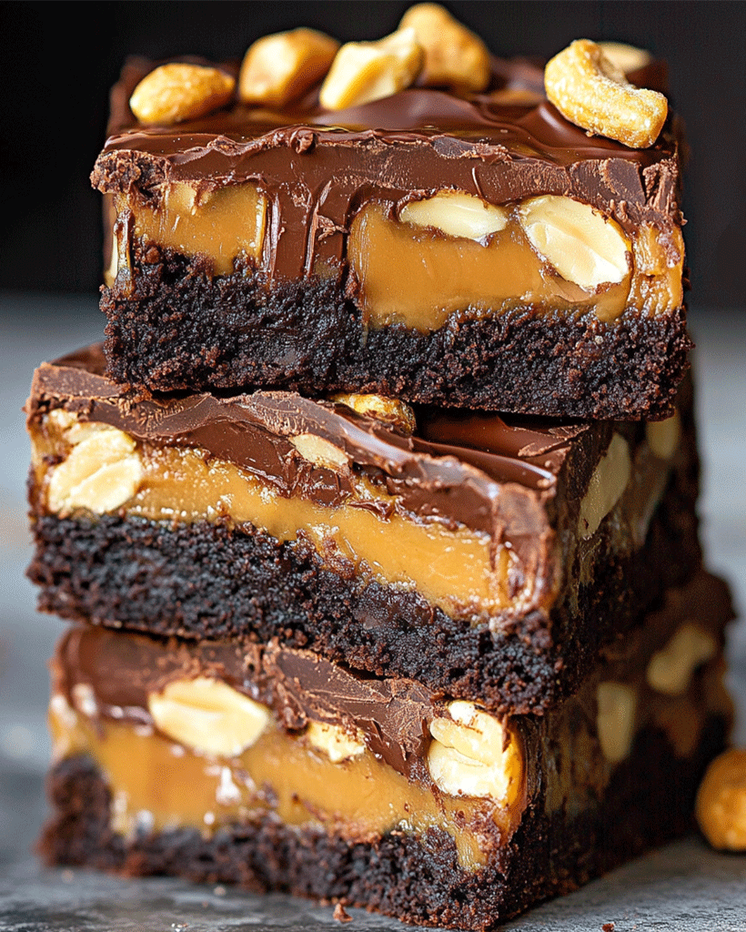 Chocolate Caramel Peanut Brownies - Easy Dessert Recipe