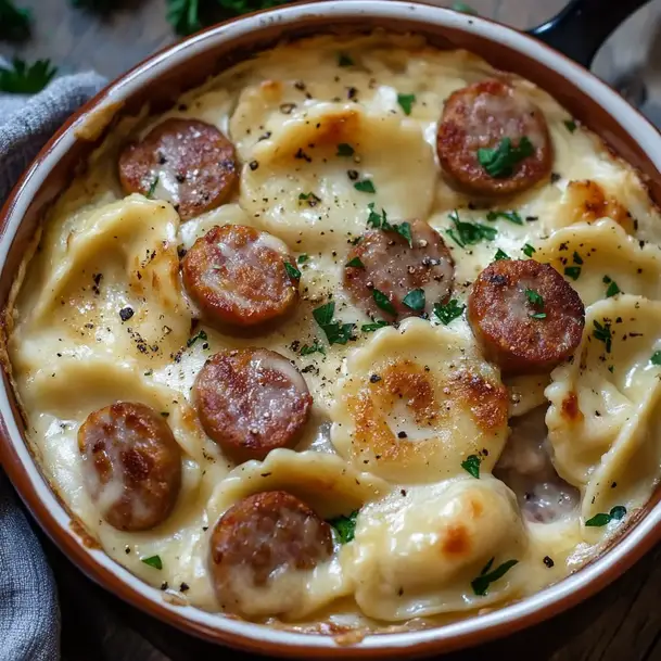 Easy Crockpot Pierogi Casserole with Kielbasa Recipe