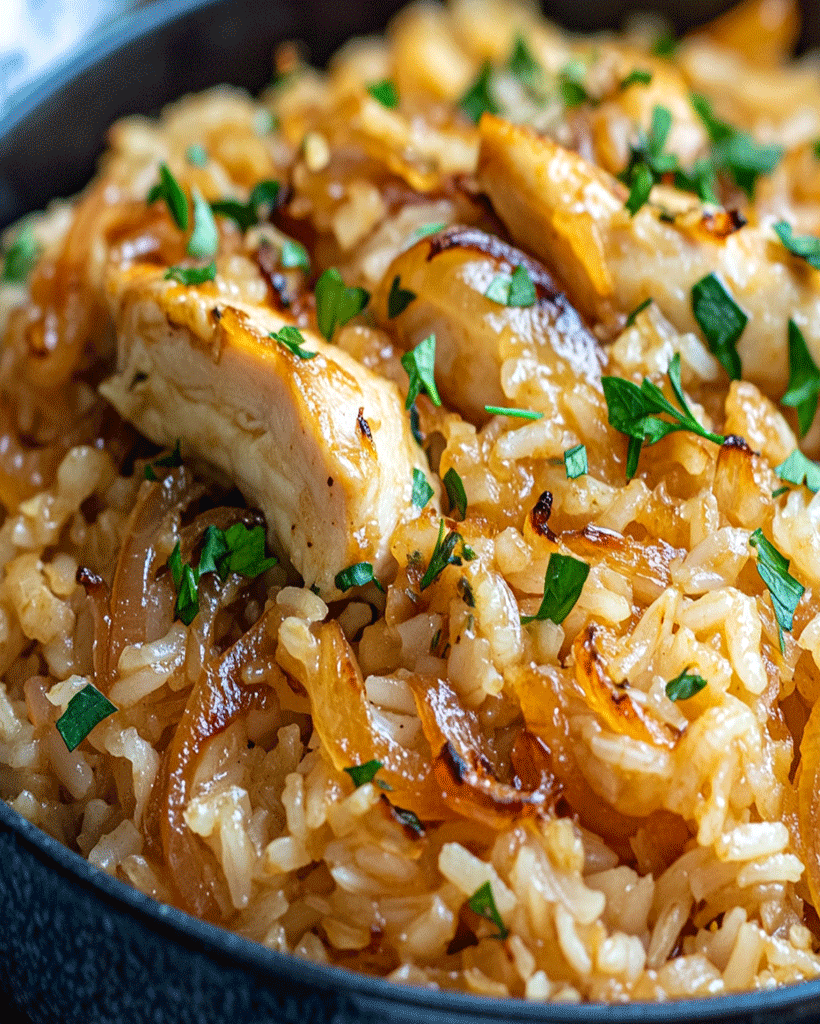 One-Pot French Onion Chicken Rice Recipe – Easy Dinner Ideas