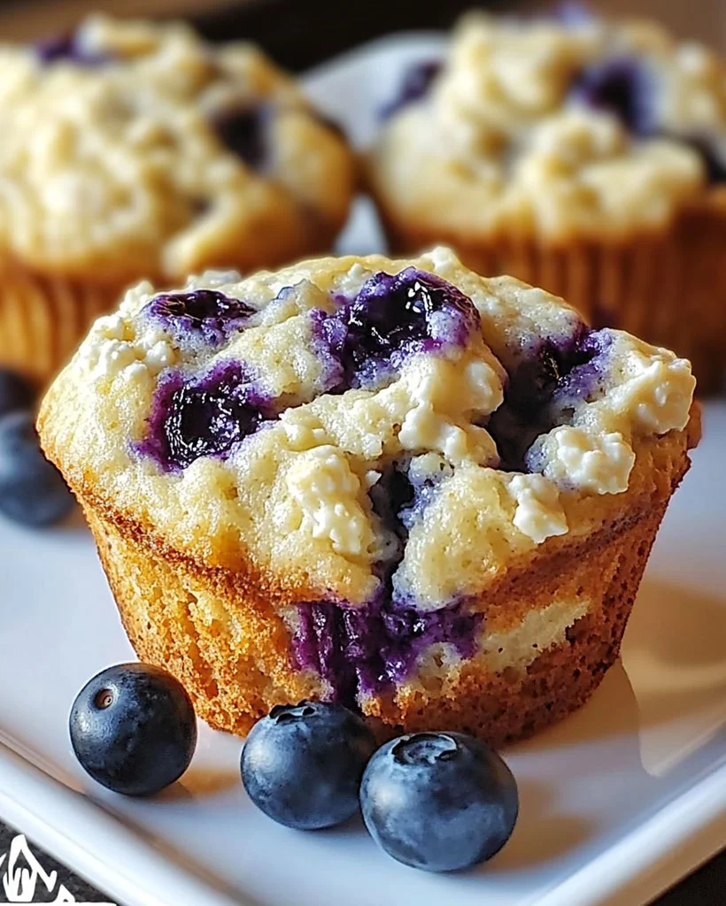 Blueberry Cottage Cheese Muffins - Healthy Breakfast Recipe