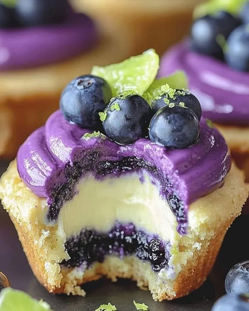 Blueberry Lime Cheesecake Cupcakes Recipe - Easy Dessert