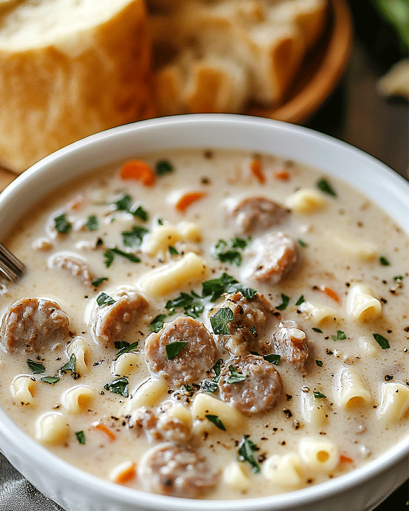 creamy Parmesan Italian Sausage Ditalini soup