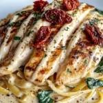 Fettuccine Alfredo with Chicken, Sundried Tomatoes