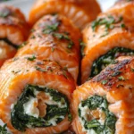 Spinach and Feta Stuffed Salmon Pinwheels – Easy Dinner