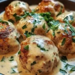 Chicken Ricotta Meatballs with Spinach Alfredo Sauce – Easy Dinner Recipe