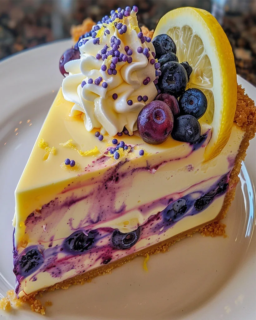 Easter Blueberry Lemon Cheesecake Pie – Best No-Bake Dessert