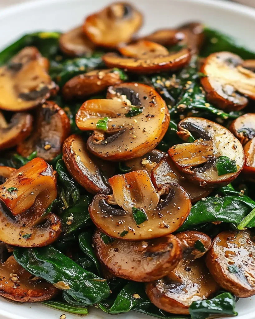 Sautéed Mushrooms with Spinach - Healthy Dinner Idea