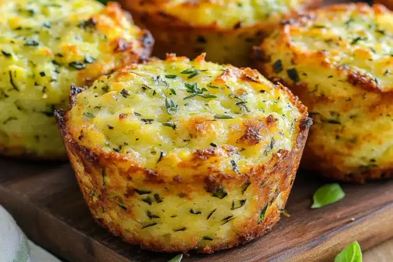 Crispy Parmesan zucchini potato muffins freshly baked with golden tops