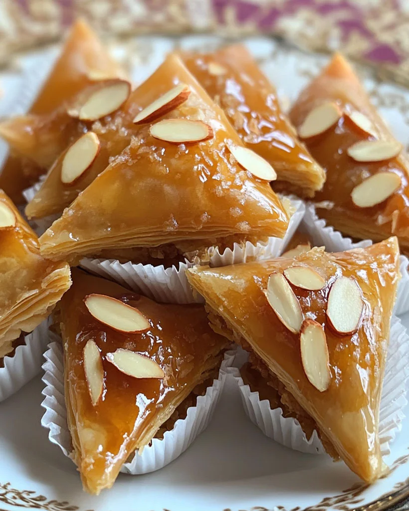 Honey Almond Baklava Triangles – Easy Dessert Recipe