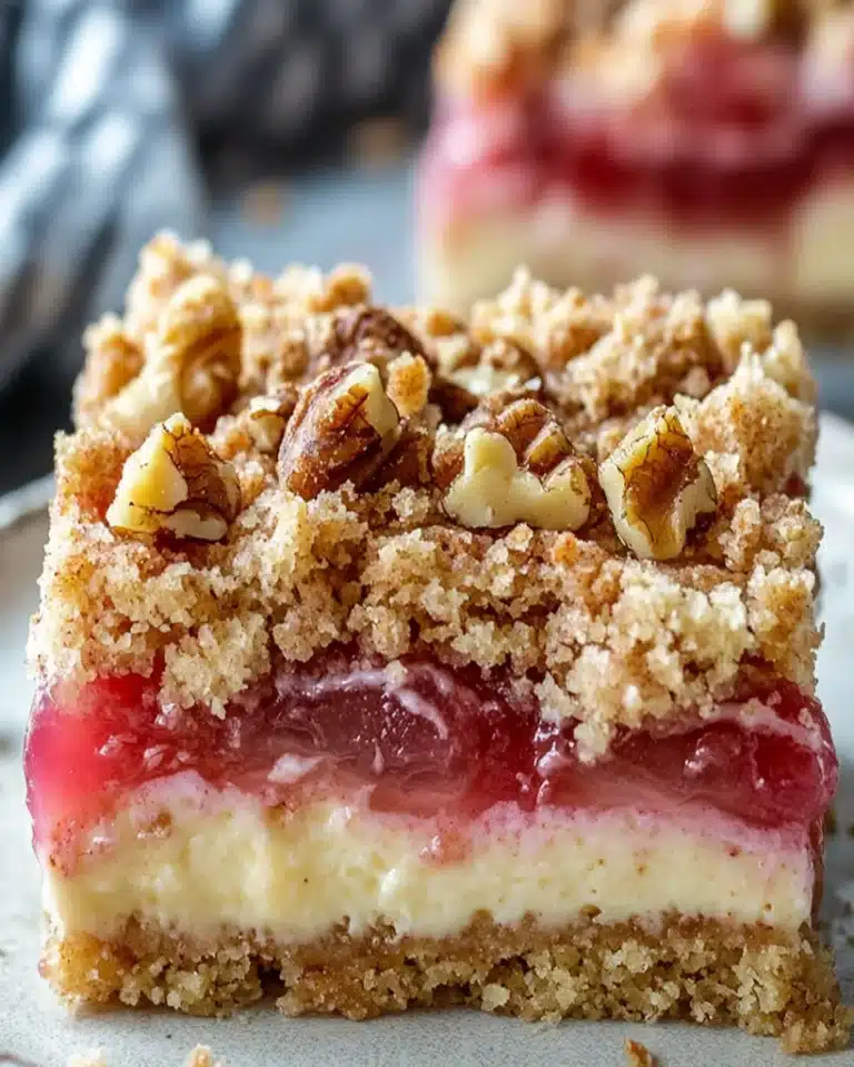Creamy Rhubarb Cheesecake Crumble Bars – Easy Dessert Recipe