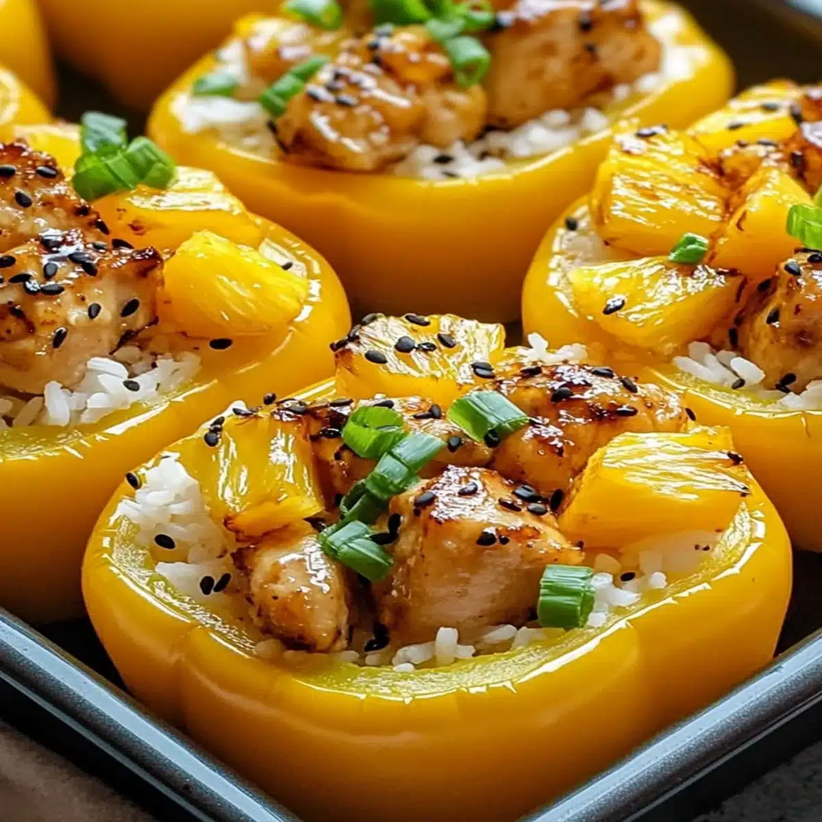 Teriyaki Pineapple Chicken Stuffed Peppers