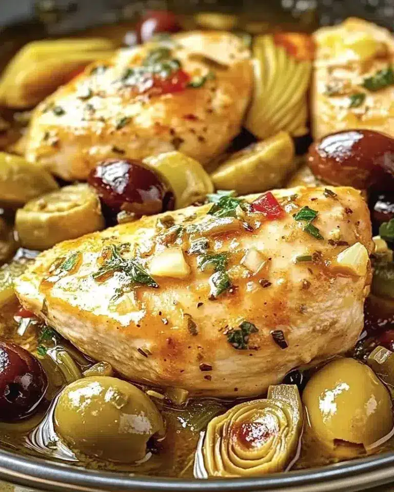 Easy 30-minute Mediterranean chicken recipe with olives & artichokes