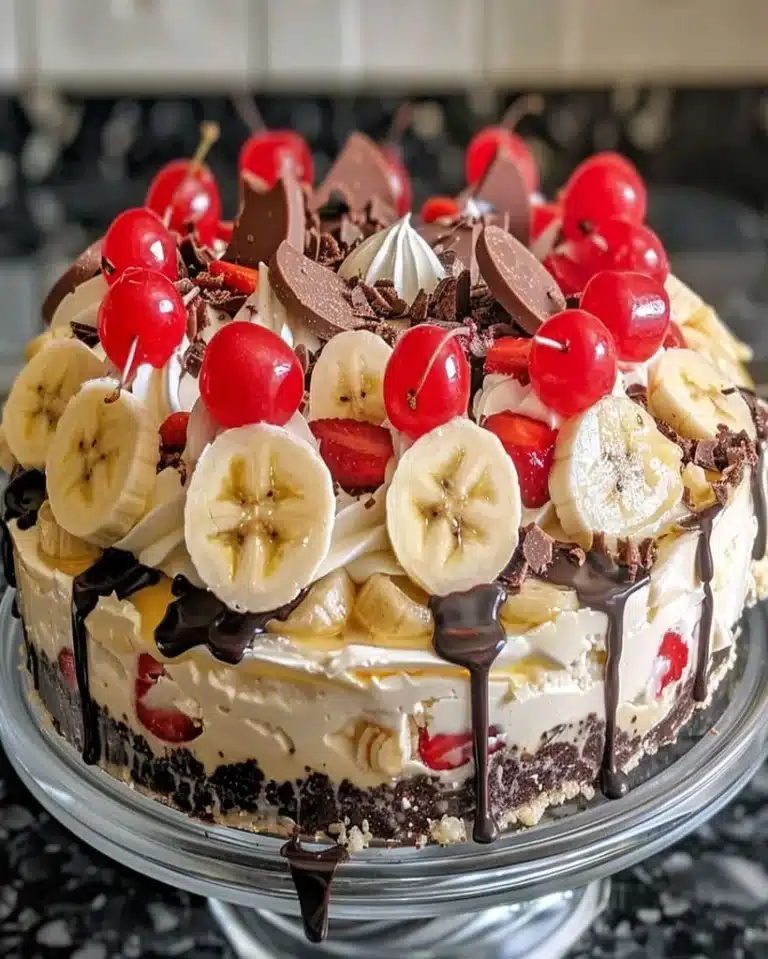 No Bake Banana Split Cheesecake | Easy Summer Dessert