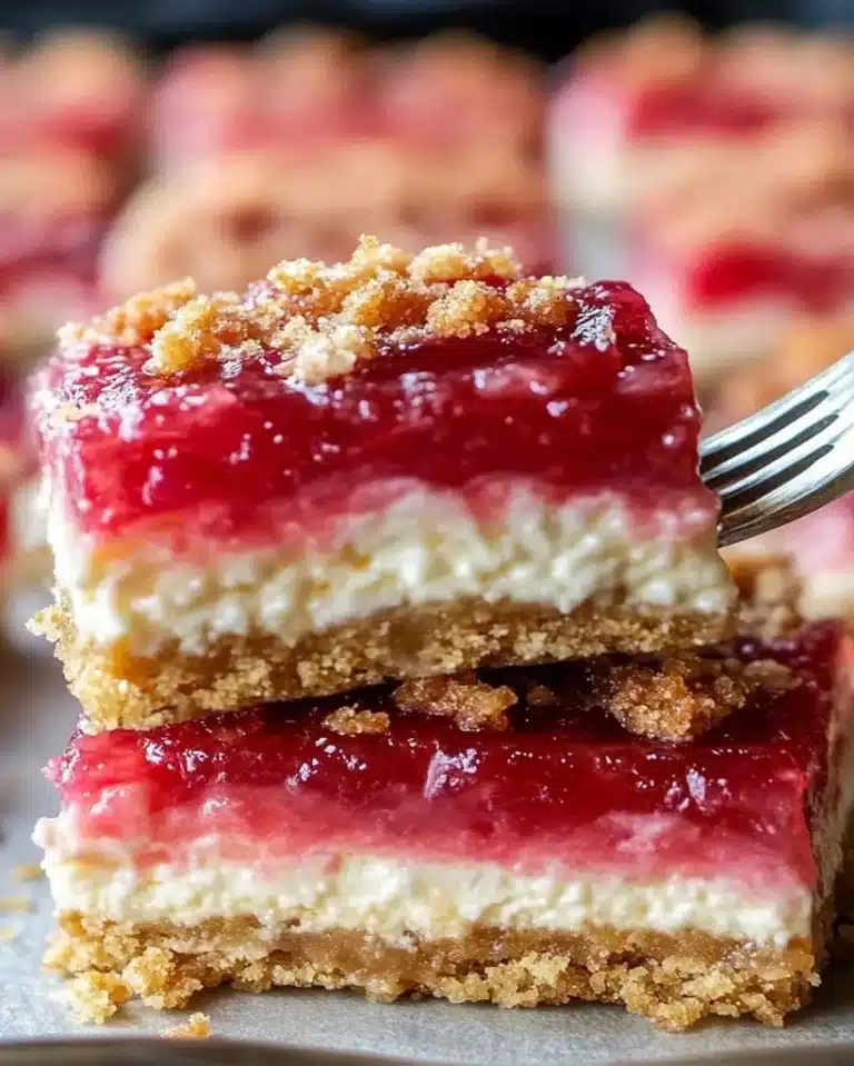 Creamy Rhubarb Cheesecake Bars – Delicious Dessert Recipe