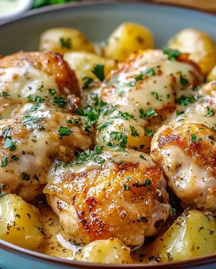 Garlic Parmesan Chicken and Potatoes | Easy Oven Recipe