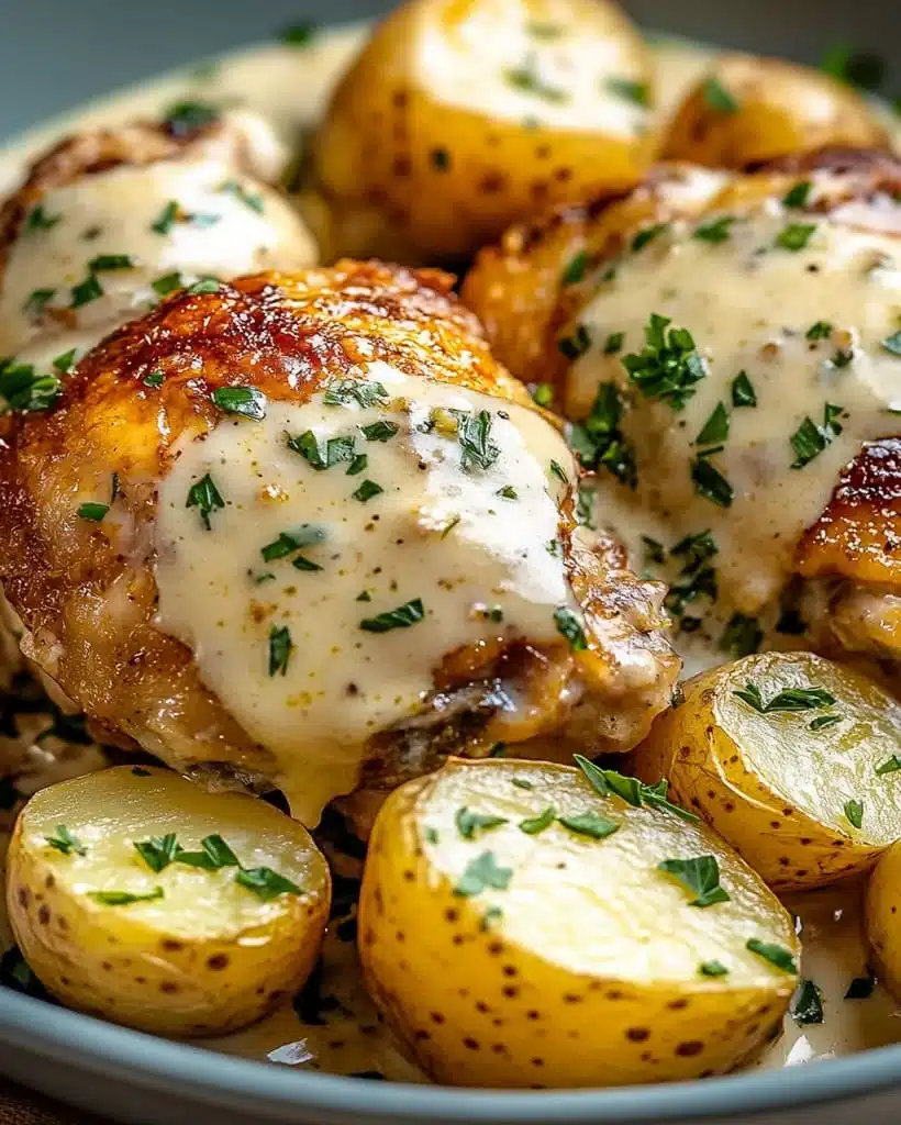 Garlic Parmesan Chicken and Potatoes | Easy Oven Recipe
