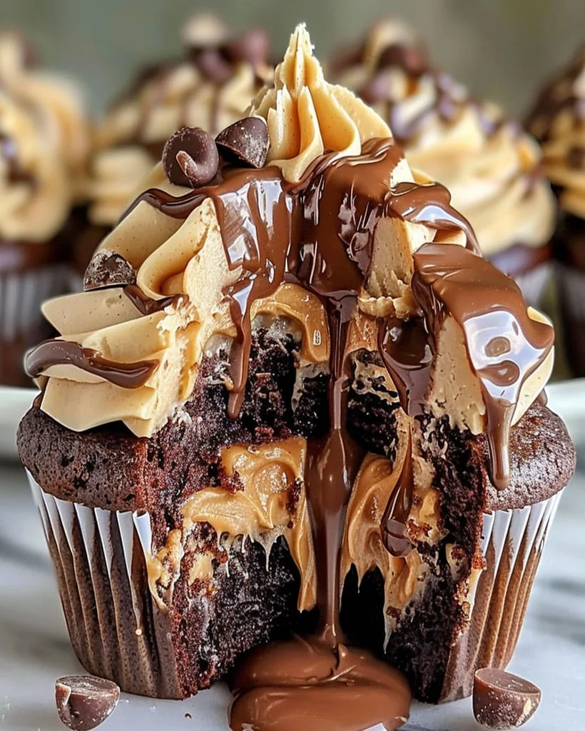 Peanut Butter Chocolate Cupcakes - Easy Dessert 8 Peanut Butter Chocolate Cupcakes - Easy Dessert