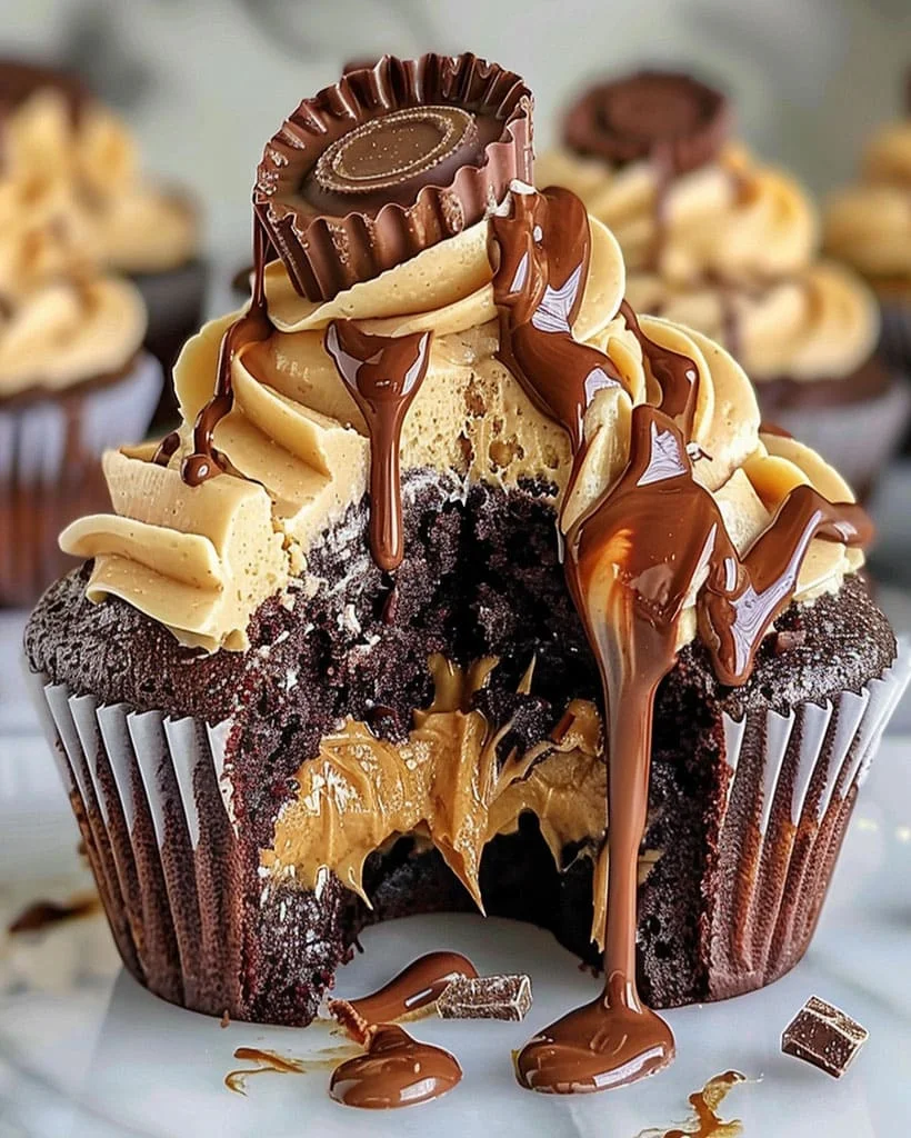 Peanut Butter Chocolate Cupcakes - Easy Dessert