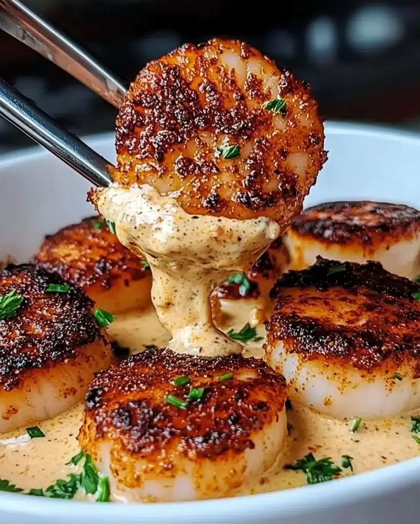 Seared Scallops with Spicy Cajun Cream Sauce