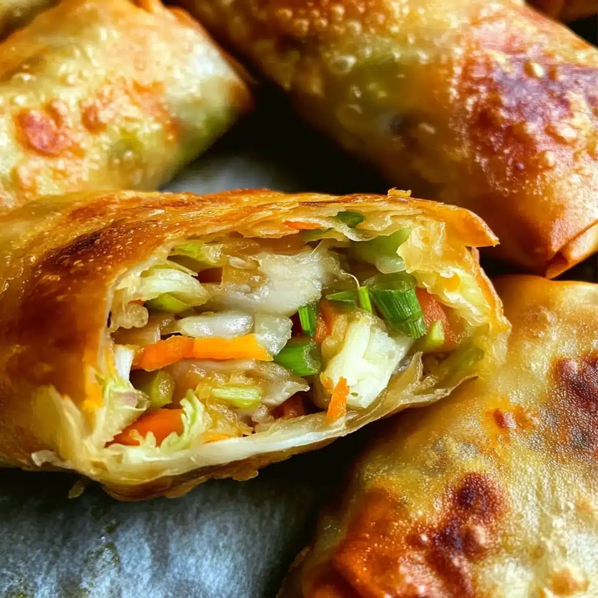 Crispy homemade veggie egg rolls served with dipping sauce on a white plate