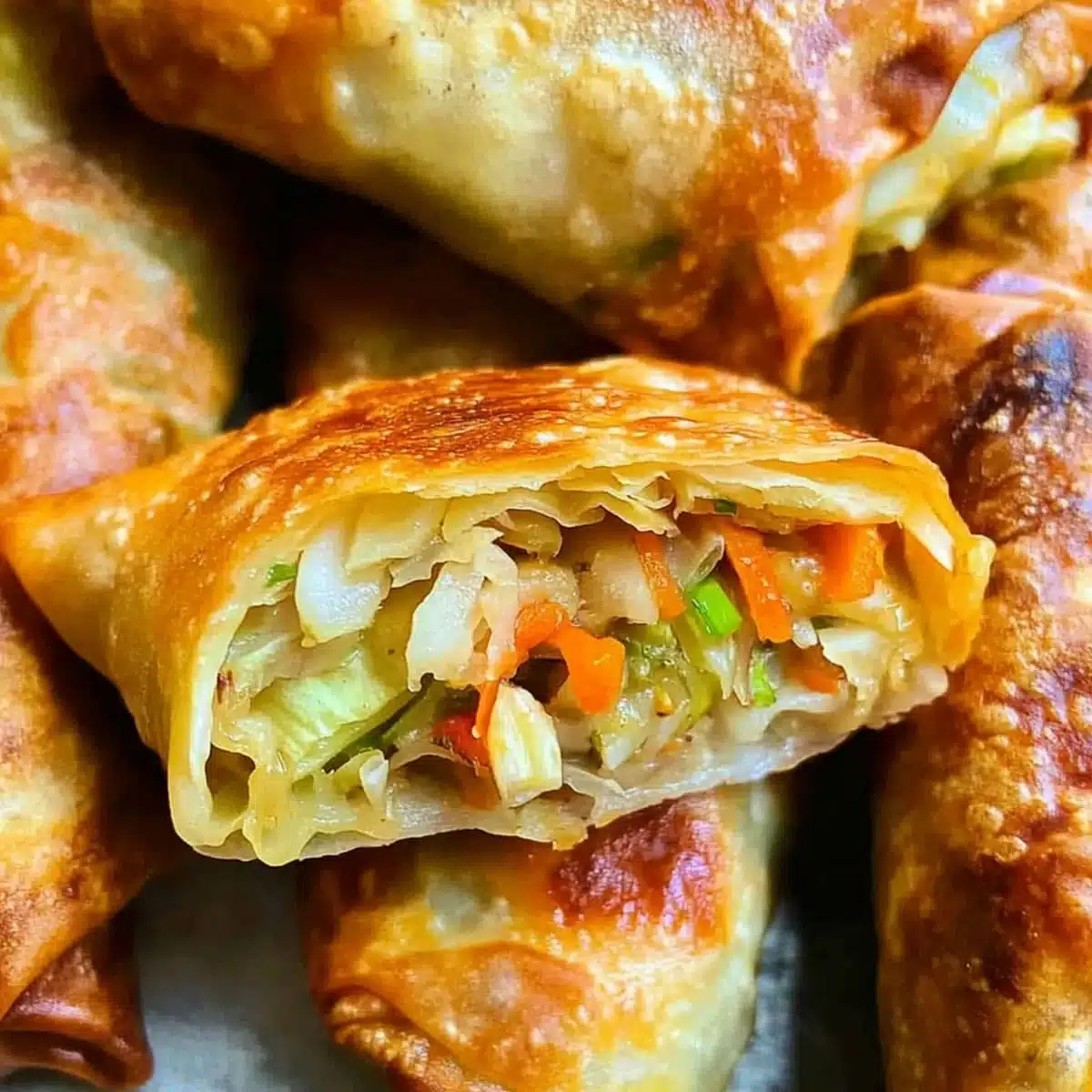 Veggie Egg Roll Recipe – Easy Appetizer Ideas 9 Oven-baked vegetable egg rolls on a baking sheet with parchment paper