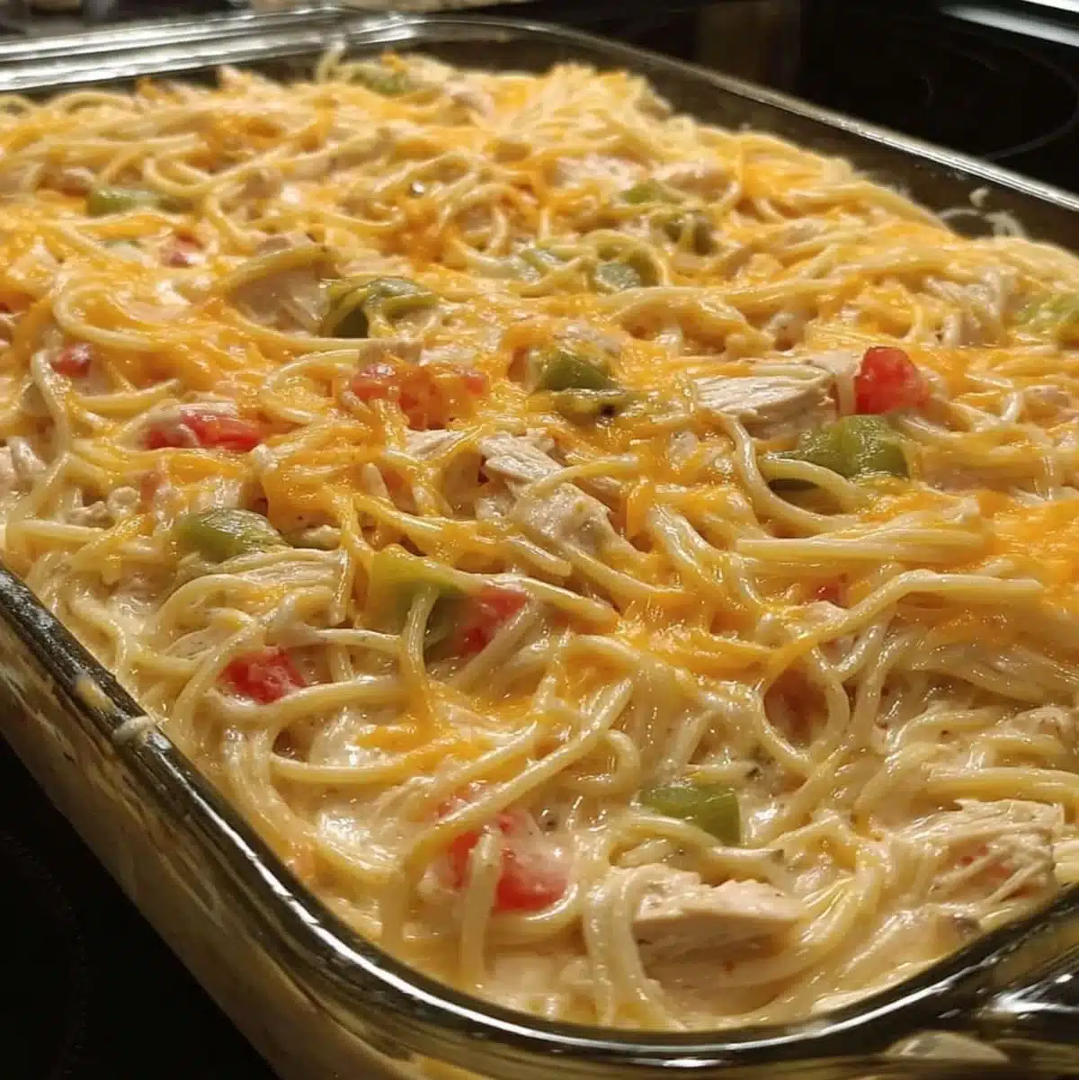 Spaghetti Chicken Casserole | Creamy Family Dinner Idea 7 Homemade chicken and spaghetti pasta bake with creamy cheese and vegetables