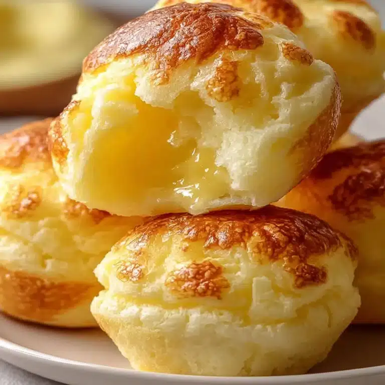 Close-up of homemade Nun’s Puffs revealing soft, custard-like center.