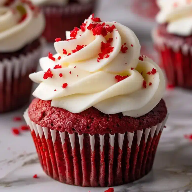 Classic red velvet cupcake with cream cheese frosting
