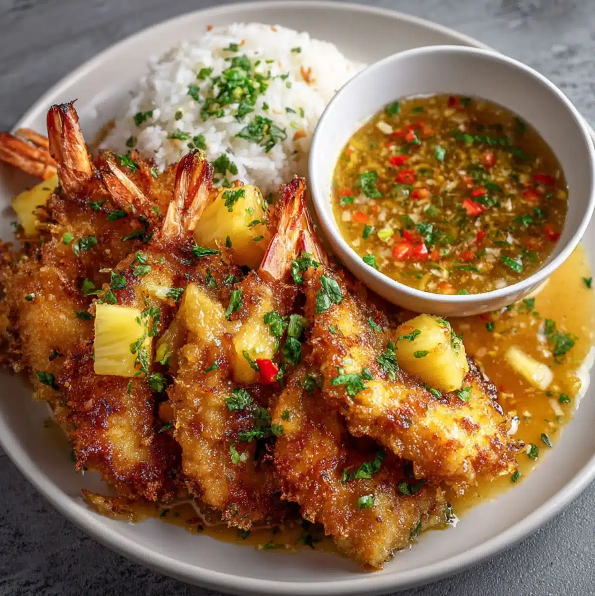 Homemade coconut shrimp with pineapple ginger dipping sauce