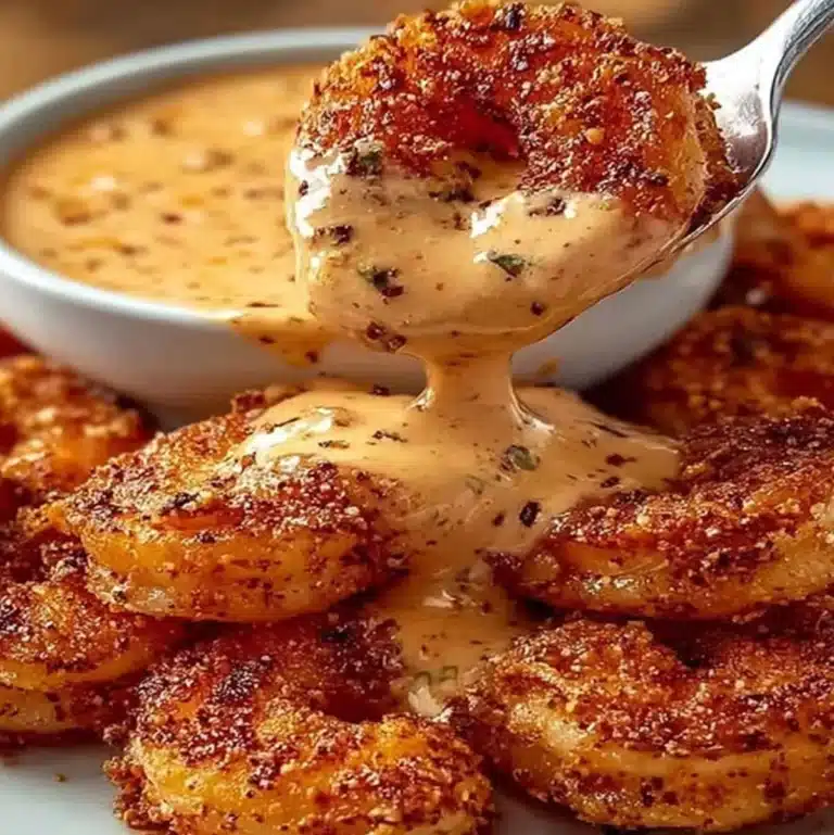 Southern Cajun shrimp with crunchy coating and spicy dipping sauce.
