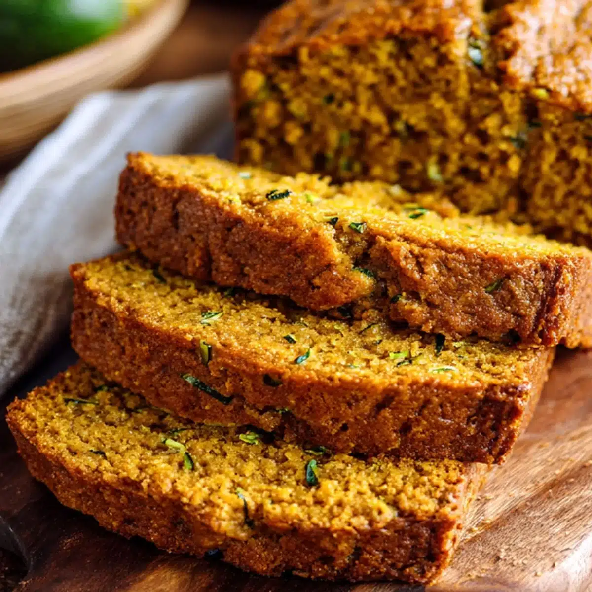 Healthy zucchini bread recipe with pumpkin and cinnamon drizzle