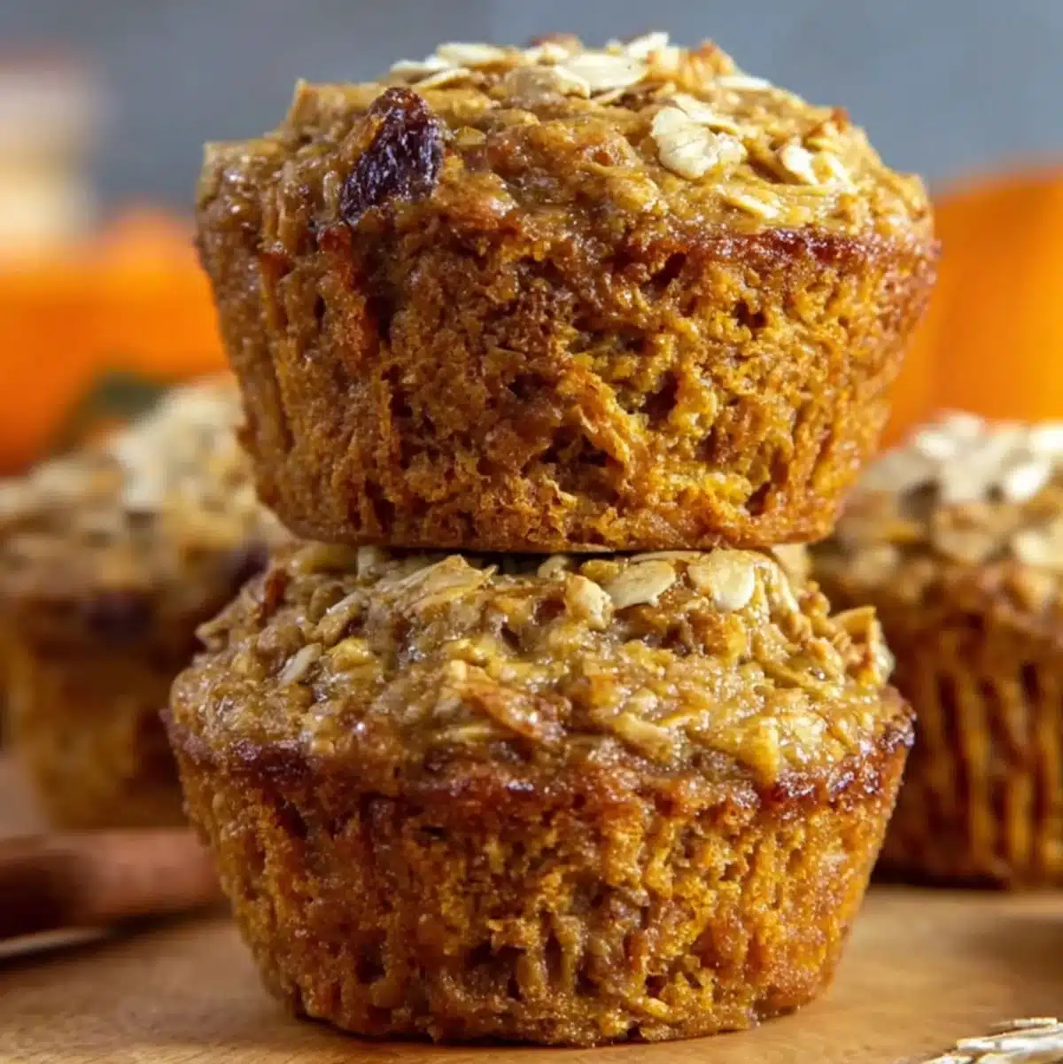 Healthy pumpkin oatmeal muffins for breakfast or snack