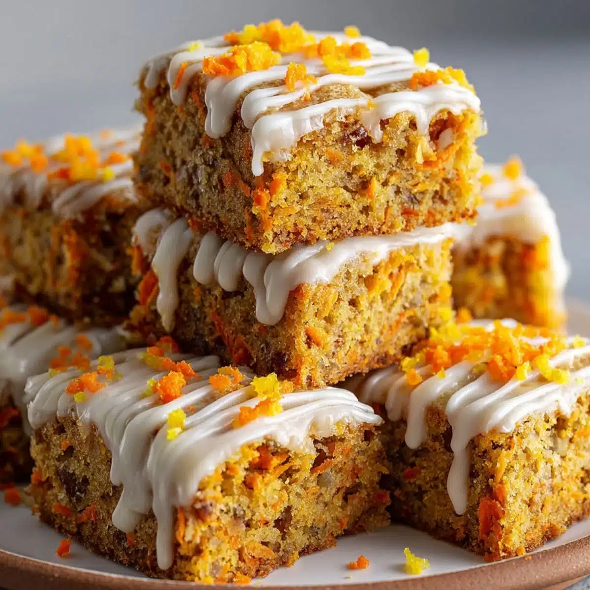 No sugar cottage cheese carrot cake bars with creamy glaze