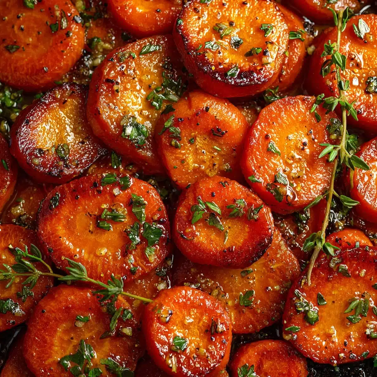 Honey Garlic Butter Roasted Carrots | Perfect Holiday Side 6 Drizzling honey garlic butter glaze over carrots before roasting.
