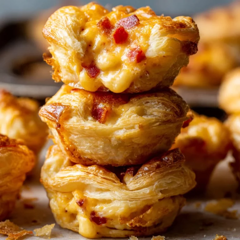 Close-up of warm, crispy pimento cheese bites stacked together