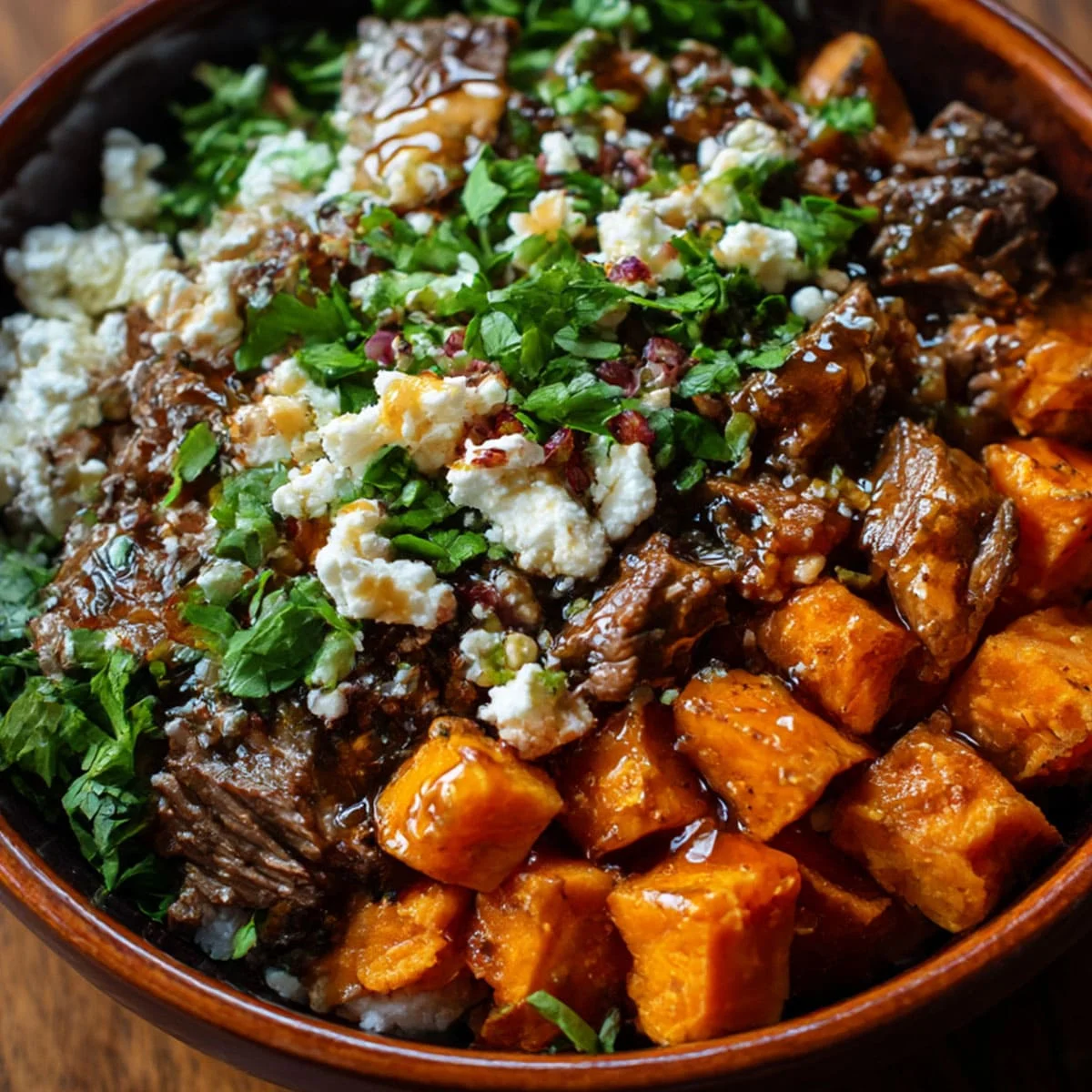 Close-up showing texture, garnish, and plating details