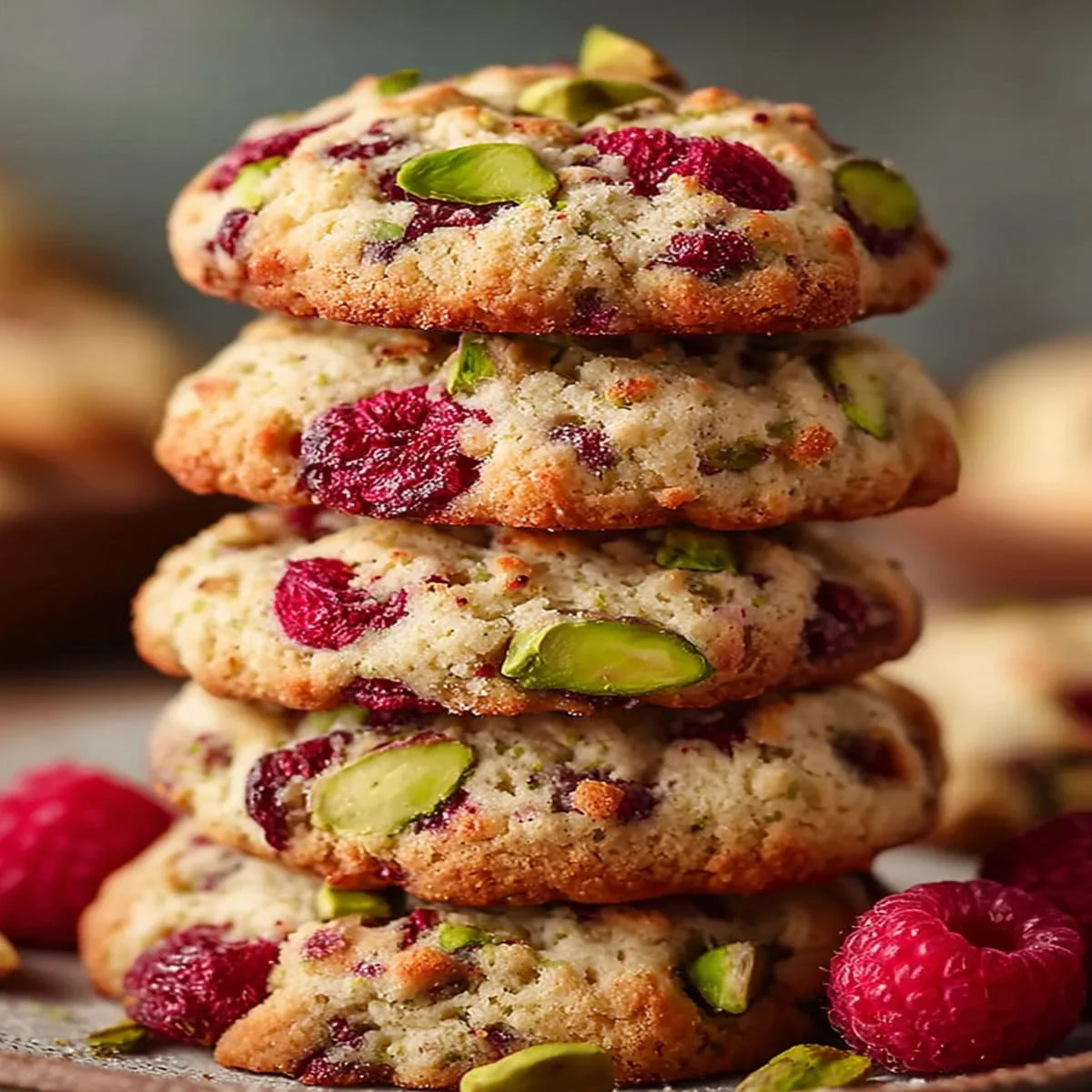 Soft and buttery raspberry pistachio shortbread cookies perfect for holiday dessert trays.
