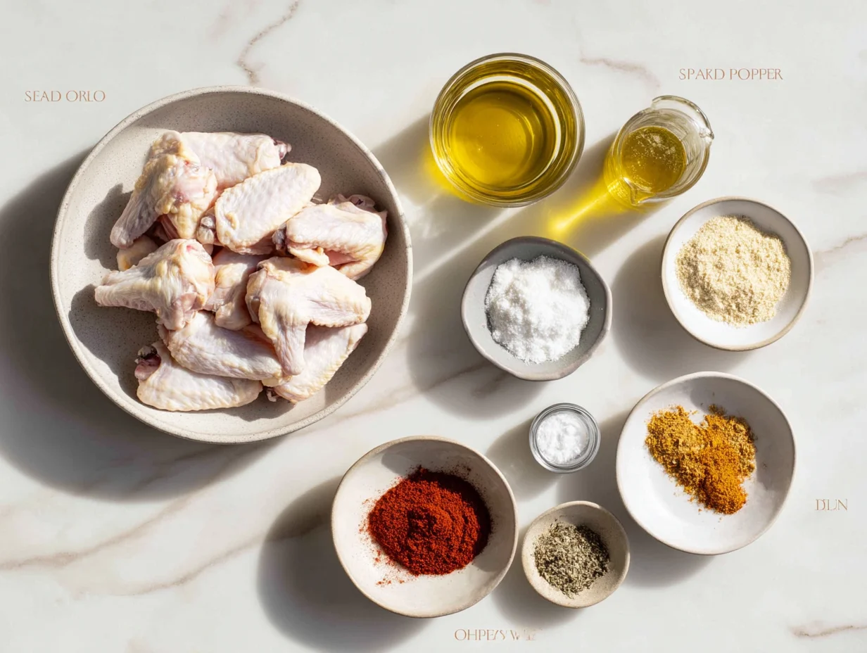 All ingredients measured and laid out on a cutting board