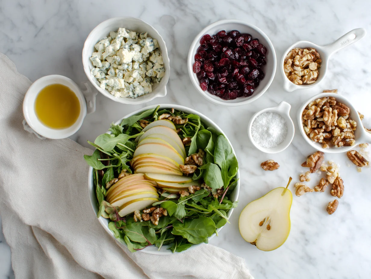 All ingredients measured and laid out on a cutting board